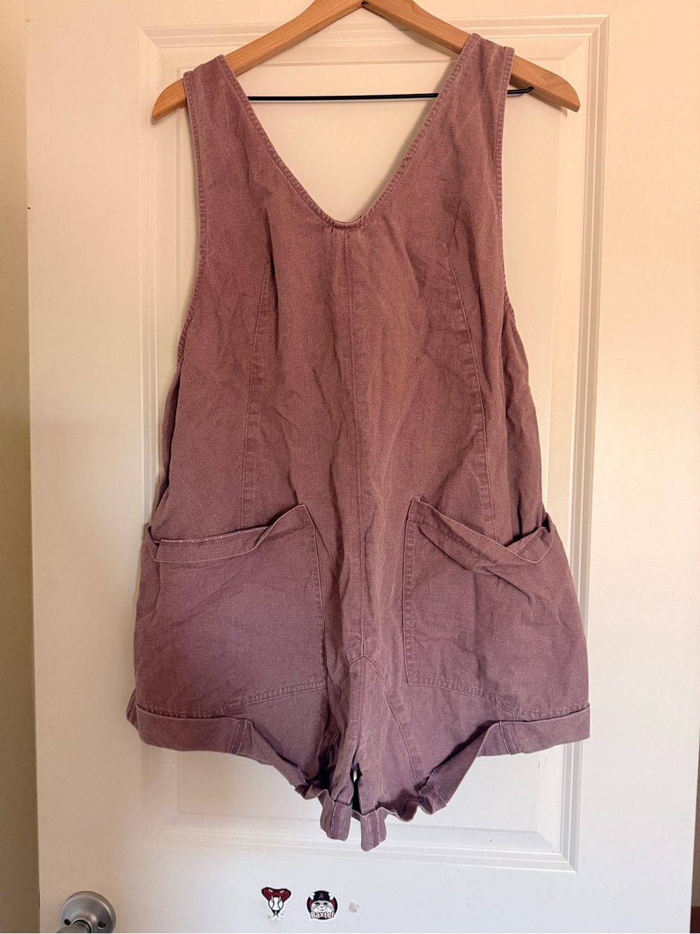 Sleeveless Mauve Romper with Front Pockets